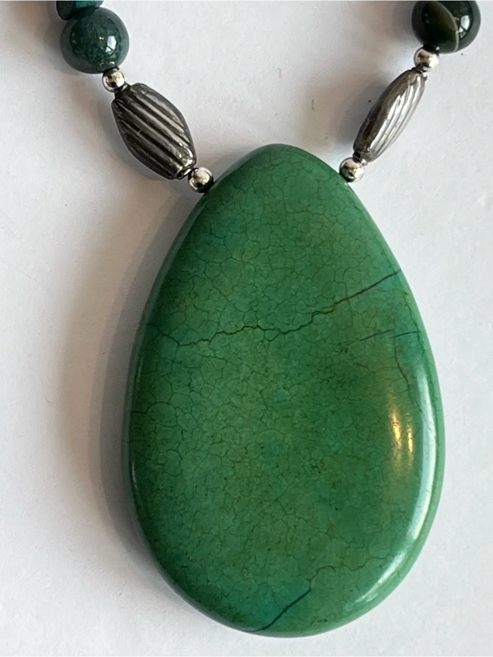Green Stone Chunky Statement Necklace Vintage Estate Sale Jewelry